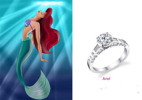 Disney Princess series Diamond Engagement Rings Ariel